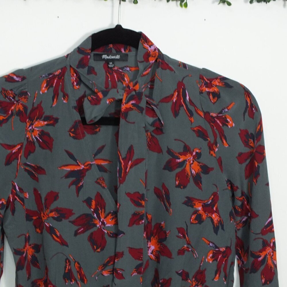 Madewell Cropped 100% Silk Floral Tie Top Size XS - Picture 2 of 13